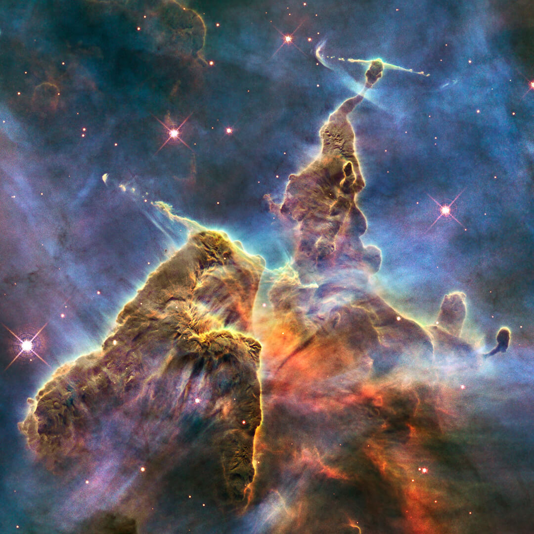 Carina Nebula’s ‘Mystic Mountain’. Image Credit: NASA, ESA, M. Livio and the Hubble 20th Anniversary Team (STScI)